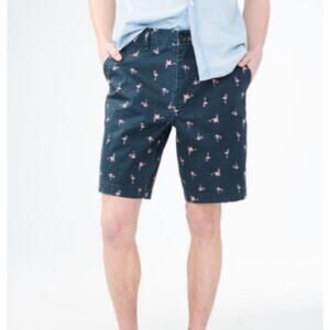 AEROPOSTALE Pink Flamingo print Blue Chino Shorts Size 31